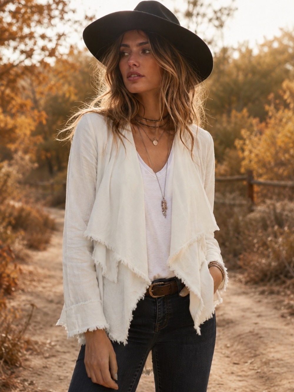🎄🧑🎄 Free People Raw Femme Linen Jacket Waterfall Open Front Eggshell NWT $128 M